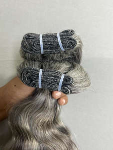 ผมปลอมสีเทาอ่อนแบบพรีเมี่ยมสำหรับผมมนุษย์100% นุ่มลื่นและไม่พันกันเหมาะสำหรับสไตล์ที่เป็นตัวหนาและไฮไลต์ที่ปกปิดได้เต็มที่ - Product Image 2