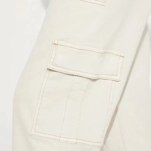 Pantalon cargo taille haute pour femme, couleur unie, coupe ample, longueur intégrale, en toile, décontracté, avec poches, respirant, style printemps - Product Image 5