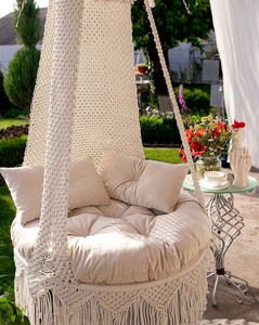 Silla Colgante de Macramé Hecha a Mano, Columpio de Cuerda de Algodón Estilo Boho, Silla Colgante Decorativa para el Hogar, Estilo Boho Love - Product Image 2