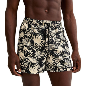 Men's Mid Waist Knitted 100% <b>Polyester</b> Front Logo Board Shorts Quick Dry Swimwear Casual Drawstring Closure - Product Image 3