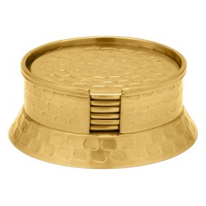 Posavasos de Metal Martillado, Juego de Posavasos de Latón con Acabado Martillado, Posavasos de Mesa Hechos a Mano, Posavasos de Latón con Textura Martillada - Product Image 1