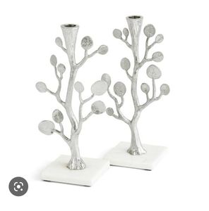 Support de bougie décoratif en aluminium en forme de feuille d'orchidée, nickelé, pour table à manger, décoration de la maison, éclairage de Noël - Product Image 1