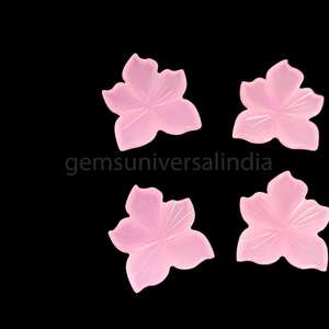 จี้หินแคลเซโดนีสีชมพูธรรมชาติรูปดอกไม้แกะสลัก ขนาด 18x20 มม. เม็ดหินหลวมสำหรับทำจี้เครื่องประดับ ขายส่งจำนวนมาก - Product Image 2