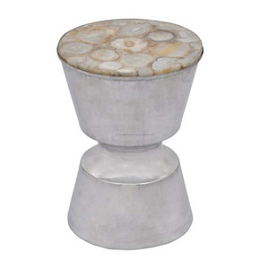 โต๊ะกาแฟแผ่นอลูมิเนียมทรงกลมตกแต่งด้วยหินอ่อนสีเทารูปทรงกลม - Product Image 1