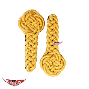 KEW High Customized Quality Vintage Eco-Friendly Embroidered Yellow Mylar Thread <b>Braided</b> Epaulettes Elegant Garment <b>Accessory</b> - Product Image 1