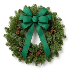 Ruban gros-grain plissé 25 mm rose vif, magenta et vert pour emballage cadeau de Noël, nœuds pour cheveux et décorations de fête - Fournisseur en gros - Product Image 1