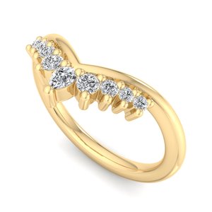 Anillo de lujo en oro rosa con diseño de chevron y diamantes de corte brillante en forma de pera y redondos, curvado y apilable, para boda, joyería de moda para mujer. - Product Image 6