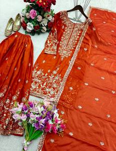 Launching New Design Trending Zmy-Chu <b>Silk</b> Top Sarara&dupatta Reddy To Wear Look Design - Product Image 6