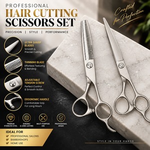 Ciseaux à cheveux professionnels en acier inoxydable VG10, ciseaux de coupe de salon, peigne détachable, manche long, outils de coiffure professionnels - Product Image 3