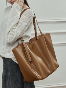 Bolsos de Mano de Cuero Genuino de Alta Gama para Mujer, con Logotipo Personalizado, Bolso de Hombro Tipo Cubo, Bolso Tote para Mujer - Product Image 6