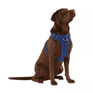Blue Nylon Breathable <b>Dog</b> <b>Harness</b> Fur Lace Decoration Adjustable Buckle Closure <b>for</b> Large Simple Style Solid Color Pet Gear - Product Image 5