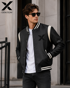 X Sports City <b>Leather</b> Wear Men <b>Leather</b> X Varsity <b>Jackets</b> By Material Combination Fleece & <b>Leather</b> Casual Stylish <b>Leather</b> Varsity - Product Image 3