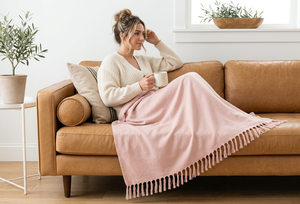 <b>Pink</b> Muslin Gauze Throw Blanket Tassel Woven Blanket Soft Breathable Sofa Cover for <b>Home</b> Hotel <b>Decor</b> - Product Image 3