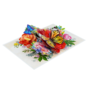 Carte de vœux 3D pop-up Pivoines et Papillons, artisanat floral en papier fait main, invitation de mariage, carte cadeau, vente en gros - Product Image 2