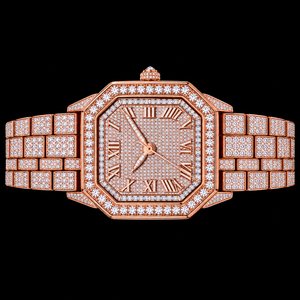 Reloj Octagonal con Incrustaciones de Piedras en Oro Rosa, Reloj de Pulsera de Lujo con Brazalete Brillante y Esfera Clásica - Product Image 2