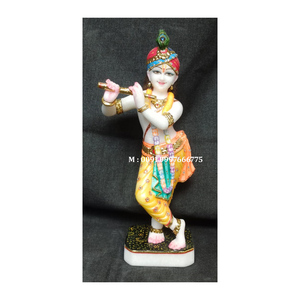 Beautiful Handmade White Marble Krishna God Statue Standing Position With Smooth And Glossy Surface Used For Warship In <b>Temples</b> - Product Image 2