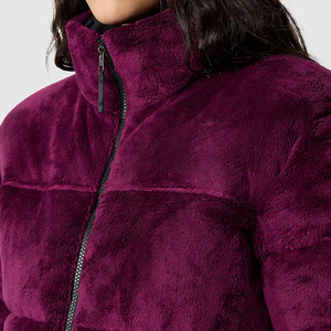 Chaqueta de Forro Polar Morado para Mujer, Cuello Alto, Cierre de Cremallera, Grosor Estándar, Ropa de Invierno, Manga Larga, Color Sólido, Corte Regular - Product Image 5