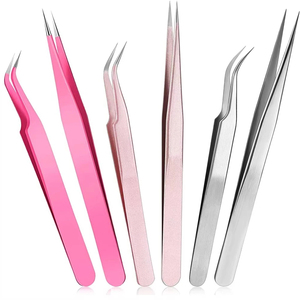 6 Pinzas de Precisión Antiestáticas de Acero Inoxidable Reutilizables de Alta Calidad para Extensión de Pestañas, Rectas y Curvas - Product Image 2