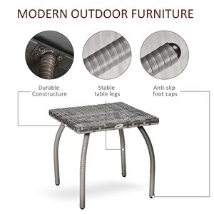 Tavolino da Esterno in Rattan Grigio per Giardino, Balcone e Cortile - Product Image 6
