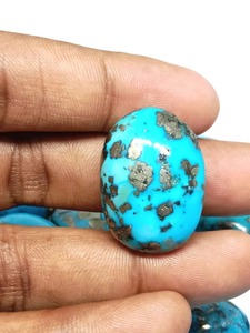 Cabochons en turquoise iranienne naturelle, formes et tailles variées, sculptés à la main, pierres précieuses en vrac pour la fabrication de bijoux - Product Image 6