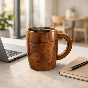 Jarra de Cerveza de Madera Hecha a Mano con Acabado Sheesham, Estilo Barril, Ligera y Duradera, para el Hogar, Bar, Cafetería y Regalo para Fiestas - Product Image 6