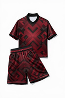 Conjunto deportivo a rayas de verano para niños, pantalones cortos de poliéster transpirables y top con diseño de cuello en V en color verde azulado, morado y rosa