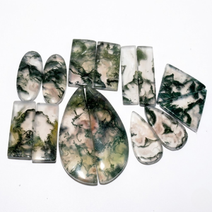 Boucles d'oreilles en argent avec agate mousse naturelle authentique |   Jeu de couleurs vertes texturées et douces |   Bijoux faits à la main par un créateur, cadeau pour femmes, 100g - Product Image 1