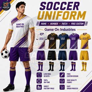 Conjunto de Camiseta, Pantalones Cortos y Calcetines de Fútbol Personalizados, Cuello en V, Ropa de Entrenamiento Ligera, Venta al Por Mayor - Product Image 3
