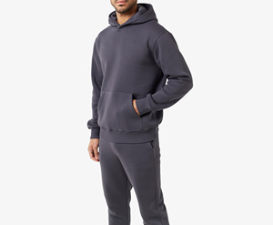 Ensemble sweat à capuche et jogging gris foncé pour homme – Décontracté, longueur intégrale, 100 % polyester, couleur unie, respirant, épais, hiver - Product Image 2