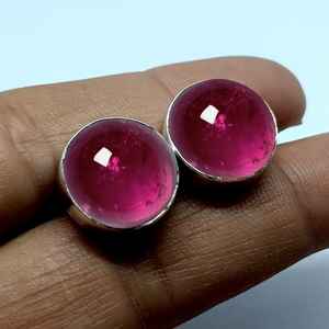 Boucles d'oreilles clous en tourmaline rose, argent sterling 925 plaqué or, sans nickel, pour usage quotidien, cadeau pour petite amie, anniversaire, vente en gros - Product Image 1