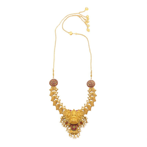 Juego de Collar Largo Jewelemarket Heritage Temple con Piedra Pota, Imitación de Perla Fina para Novia con Piedra de Rubí-10575466PGR - Product Image 2
