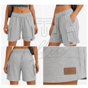 Shorts de sport pour femmes en molleton épais de coton, fabriqués au Pakistan, vente en gros - Product Image 5