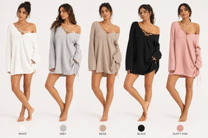 Pull en tricot côtelé blanc à épaules dénudées, style japonais, éco-responsable, à manches longues, pour femme, grande taille, décontracté, pour l'hiver et l'automne - Product Image 4