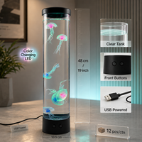 Lampe LED USB Méduse 19 pouces en gros, changeant de couleur, aquarium simulé, veilleuse, décoration d'intérieur, en plastique, bouton manuel, à brancher