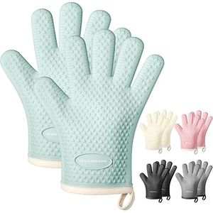 Guanti da Forno in Silicone con Fodera in Cotone, Resistenti al Calore fino a 450 Gradi, Impermeabili e Antiscivolo con Dita, Guanti da Forno - Product Image 1