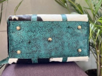 Sacs de voyage en cuir de vachette Western, multi-usages, sacs faits main, sacs de voyage unisexes, grande taille, couleur turquoise, sac à main en cuir de vache à poils