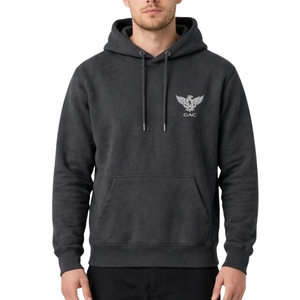 Sweat-shirt à capuche pour homme avec cordon de serrage, poche kangourou, poignets côtelés, broderie frontale, style streetwear décontracté, respirant, 360g - Product Image 1