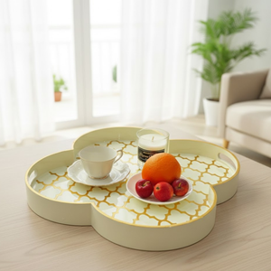 Bandeja Decorativa de Lujo con Borde Festoneado, Bandeja de Servicio Brillante para Mesa de Centro, Otomana, Bandejas Decorativas para Decoración del Hogar - Product Image 4