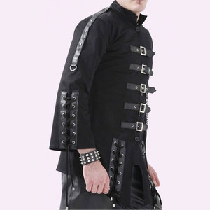 Chaqueta Cyber EMO Gótica Negra Personalizada para Hombre al por Mayor con Cadena de Corsetería, Ojales Metálicos y Hebillas Ajustables 2026 - Product Image 1