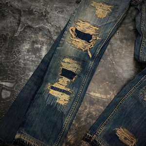 Jeans de Mezclilla Rectos de Primera Calidad, Algodón y Spandex Transpirables, Desgastados, con Logotipo Personalizado para Hombre, Color Lavado - Product Image 4