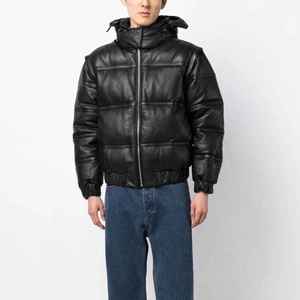 High Quality Customized Oversized Leather Puffer Jacket Men Wholesale <b>Bubble</b> <b>Coat</b> Padded Logo Winter Custom High Street - Product Image 1