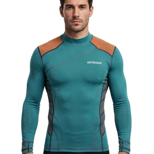 Men's Custom Color Short Sleeve Spandex Compression <b>Shirt</b> <b>Mandarin</b> Quick Dry Eco-Friendly Summer Solid Sporty Athletic Wear - Product Image 1