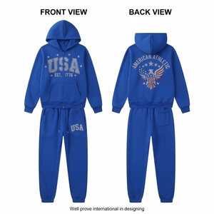 <b>Women</b> Streetwear Reversible Tracksuit 320 GSM Cotton <b>Fleece</b> for Zip up Hoodie <b>Joggers</b> Chenille Embroidery Custom Logo Wear - Product Image 2