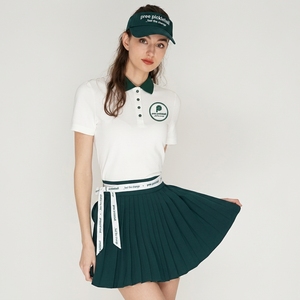 Conjunto de polo estilo preppy para pickleball personalizado para mujer con falda plisada, cintura elástica, lazo con logo de la marca, transpirable y de secado rápido. - Product Image 1