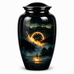 Urna Funeraria Conmemorativa de Lujo con Llama Eterna y Adhesivo Decorativo, Esmaltada, para Cenizas Humanas - Product Image 2