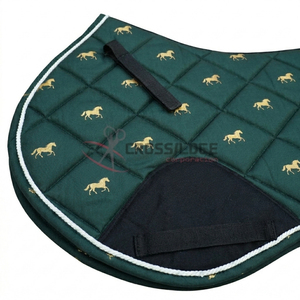 Premium Leopard Equestrian Set Shock Absorbing <b>Quilted</b> saddle Pad with Matching Fashion Fly Veil Ear Net for Equestrian use - Product Image 5