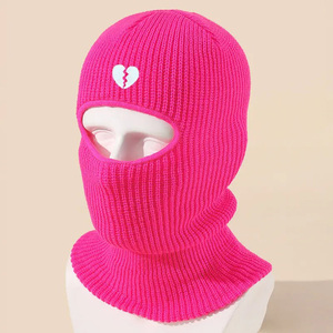 GENERSA SPORTS Masque facial cagoule noir motif cœur brisé respirant imperméable 100 % polyester réglable unisexe adulte - Product Image 5