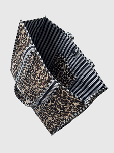 <b>Leopard</b> <b>Print</b> Canvas Tote Bag With Striped Handles Open Top Women's Shopping Bag All Seasons Use - Product Image 2