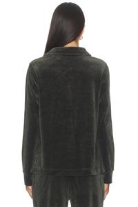 Chemisier décontracté tissé pour femme, col mandarin, manches raglan, boutonné, en velours mi-lourd, printemps, écologique, vente en gros OEM - Product Image 2