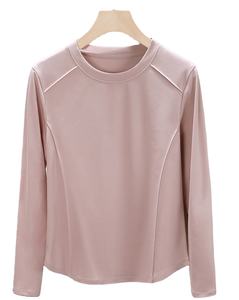 T-shirt d'entraînement pour femme, coupe slim, col rond, manches courtes, respirant, tricoté, style hip-hop, été - Product Image 1